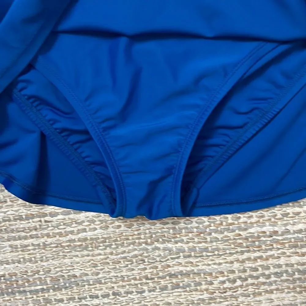 Ellen Tracy Blue Patterned Tankini Size 8 - Picture 10 of 14